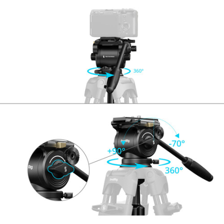SmallRig 6551 - wytrzymała głowica video, Heavy-Duty - bowl 75mm, stała przeciwwaga do 2.5kg, bezstopniowe tłumienie